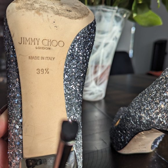 Jimmy Choo Romy 100 Navy Silver Ombre Glitter Stiletto Heels Pump EU 39.5 US 9.5 - Picture 7 of 13